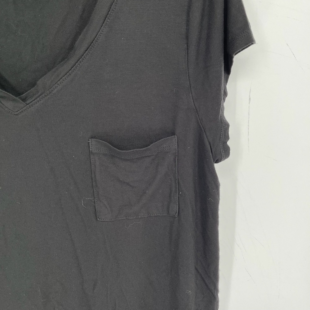 Cable & Gauge Women's Black V-Neck Stretch Short Sleeve Pocket T-Shirt Size L - Picture 3 of 7